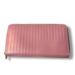 VINTAGE - KATE SPADE - SATURDAY Deco LEATHER PINK ZIP AROUND Wallet 2013 (RARE)